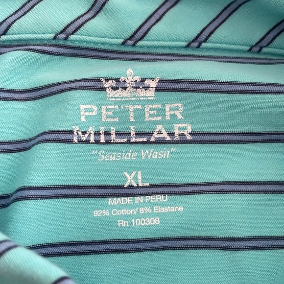 Peter Millar “Seaside Wash” 3 Button Short sleeve- Blue with Navy pin stripe-XL - Picture 12 of 12